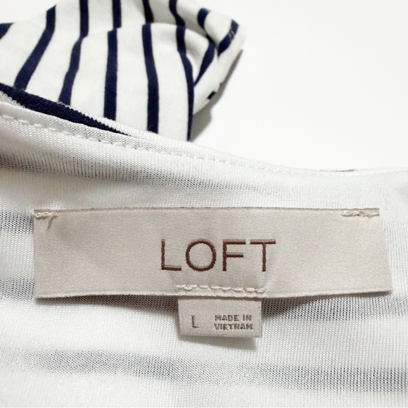 Loft Nautical Contrast Striped Tie Waist Midi Dress - Picture 8 of 10